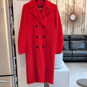 Zara Vibrant Red Double-Breasted  Coat